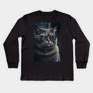 Cool portrait of a Cat Kids Long Sleeve T-Shirt